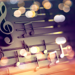 Music background design.Musical writing and Christmas carol